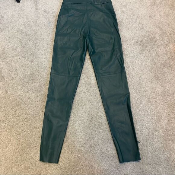 ZARA green faux leather hi-rise zipper hem leggings Sz XS NWT - Picture 7 of 15
